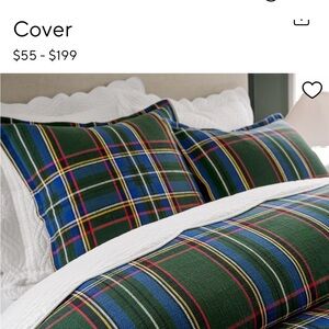 Pottery Barn Tartan Duvet Cover in Green and Blue